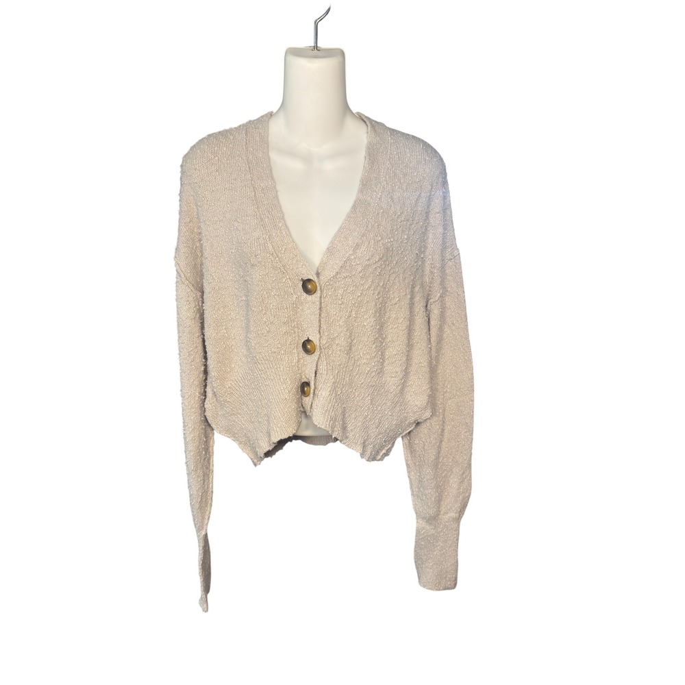 Free People Found My Friend Cardigan Sweater Knit Boho Cropped Gray XS